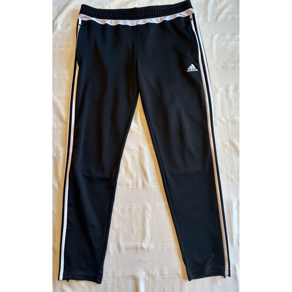 Adidas Track Pants Women XL Black Climacool Tapered Ankle Zip Athletic Stripes